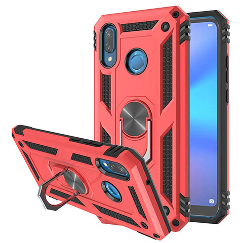 Coque Contour Silicone et Plastique Housse Etui Mat avec Magnetique Support pour Huawei P20 Lite Rouge