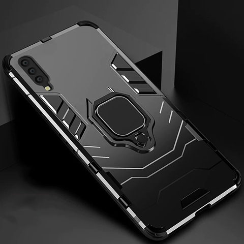 Coque Contour Silicone et Plastique Housse Etui Mat avec Magnetique Support pour Samsung Galaxy A70S Noir