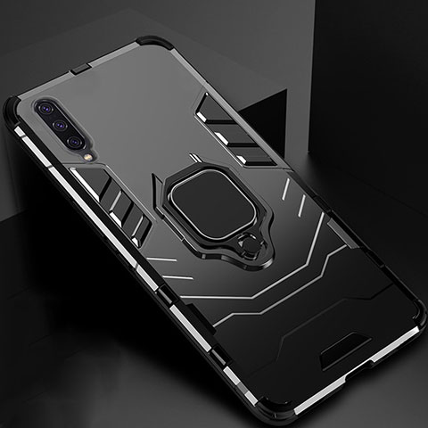 Coque Contour Silicone et Plastique Housse Etui Mat avec Magnetique Support pour Xiaomi CC9e Noir