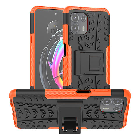 Coque Contour Silicone et Plastique Housse Etui Mat avec Support A01 pour Motorola Moto Edge 20 Lite 5G Orange