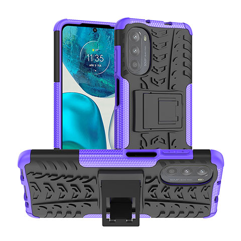 Coque Contour Silicone et Plastique Housse Etui Mat avec Support A01 pour Motorola Moto Edge (2022) 5G Violet