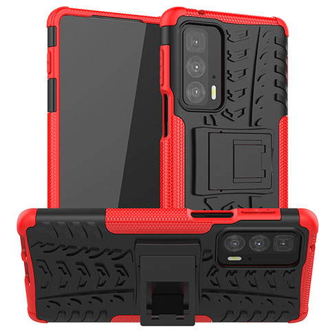 Coque Contour Silicone et Plastique Housse Etui Mat avec Support A01 pour Motorola Moto Edge S Pro 5G Rouge