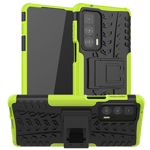 Coque Contour Silicone et Plastique Housse Etui Mat avec Support A01 pour Motorola Moto Edge S Pro 5G Vert