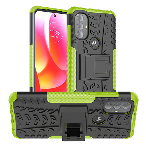 Coque Contour Silicone et Plastique Housse Etui Mat avec Support A01 pour Motorola Moto G Play (2023) Vert