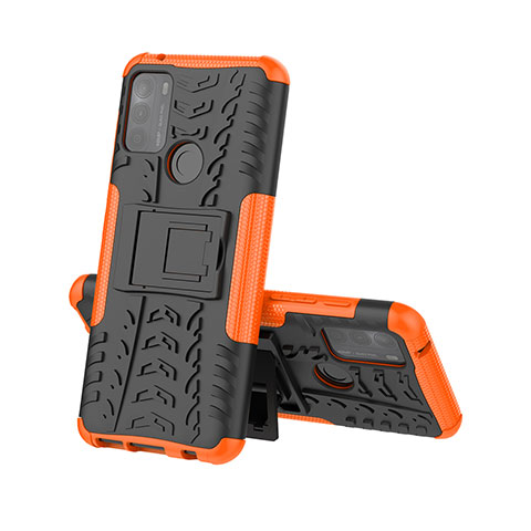 Coque Contour Silicone et Plastique Housse Etui Mat avec Support A01 pour Motorola Moto G50 Orange