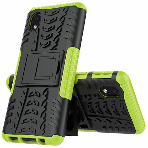 Coque Contour Silicone et Plastique Housse Etui Mat avec Support A01 pour Samsung Galaxy A01 Core Vert