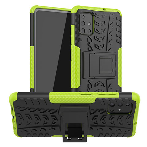 Coque Contour Silicone et Plastique Housse Etui Mat avec Support A01 pour Samsung Galaxy A71 5G Vert