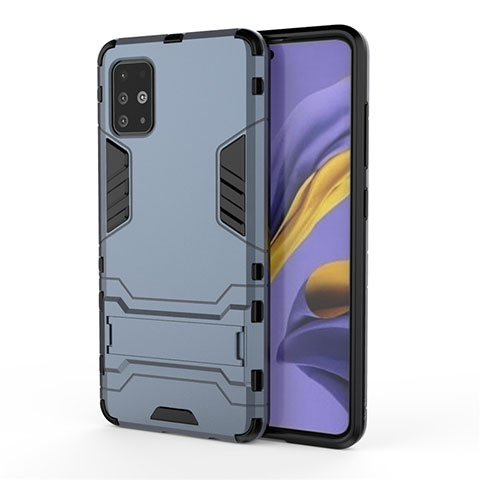 Coque Contour Silicone et Plastique Housse Etui Mat avec Support A01 pour Samsung Galaxy M40S Bleu