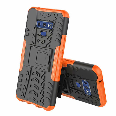 Coque Contour Silicone et Plastique Housse Etui Mat avec Support A01 pour Samsung Galaxy Note 9 Orange