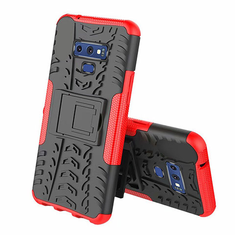 Coque Contour Silicone et Plastique Housse Etui Mat avec Support A01 pour Samsung Galaxy Note 9 Rouge