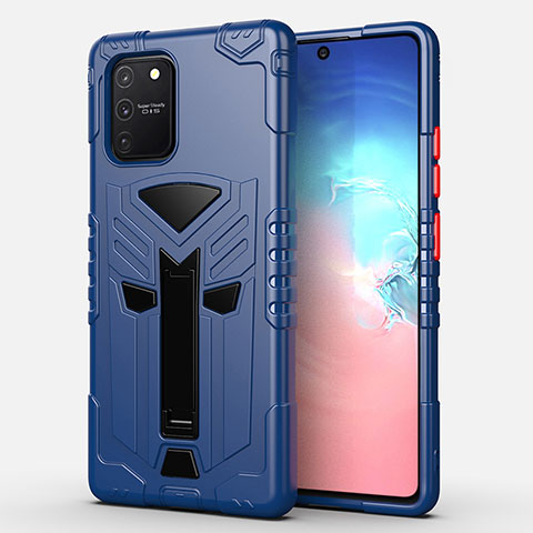 Coque Contour Silicone et Plastique Housse Etui Mat avec Support A01 pour Samsung Galaxy S10 Lite Bleu