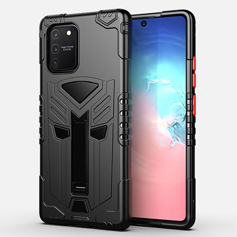 Coque Contour Silicone et Plastique Housse Etui Mat avec Support A01 pour Samsung Galaxy S10 Lite Noir