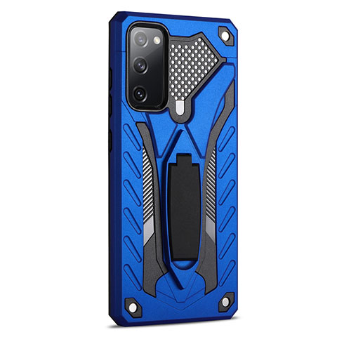 Coque Contour Silicone et Plastique Housse Etui Mat avec Support A01 pour Samsung Galaxy S20 Lite 5G Bleu