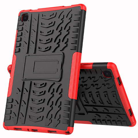 Coque Contour Silicone et Plastique Housse Etui Mat avec Support A01 pour Samsung Galaxy Tab A7 4G 10.4 SM-T505 Rouge