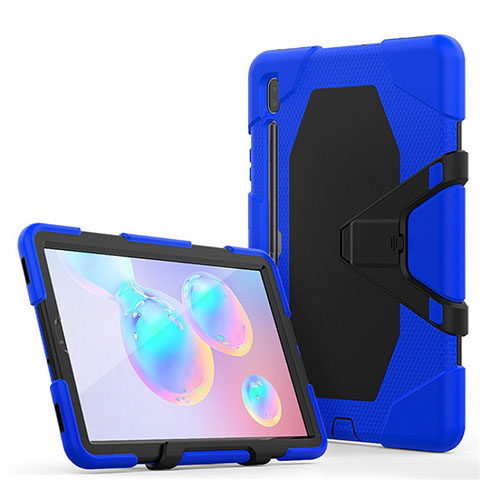 Coque Contour Silicone et Plastique Housse Etui Mat avec Support A01 pour Samsung Galaxy Tab S6 10.5 SM-T860 Bleu