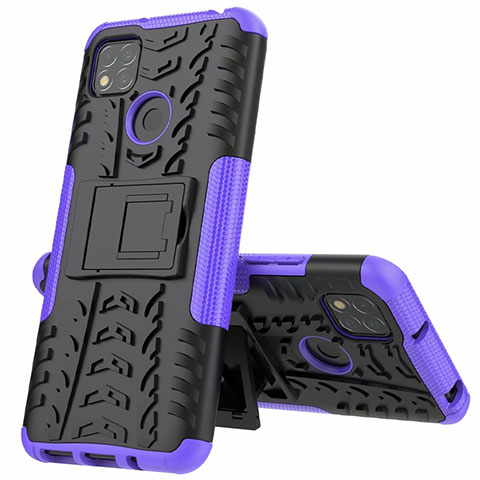 Coque Contour Silicone et Plastique Housse Etui Mat avec Support A01 pour Xiaomi POCO C31 Violet