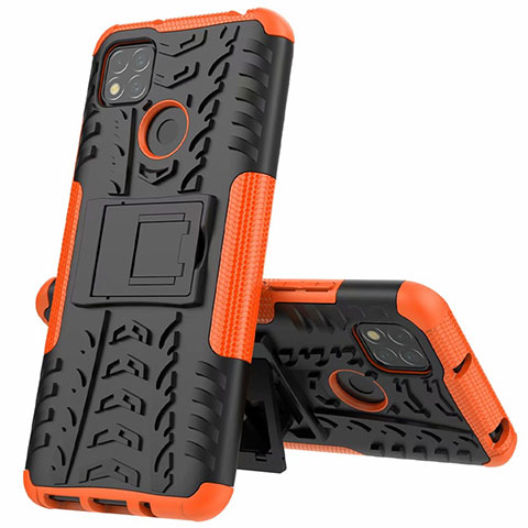 Coque Contour Silicone et Plastique Housse Etui Mat avec Support A01 pour Xiaomi Redmi 10A 4G Orange