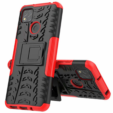 Coque Contour Silicone et Plastique Housse Etui Mat avec Support A01 pour Xiaomi Redmi 10A 4G Rouge