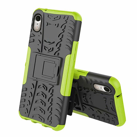 Coque Contour Silicone et Plastique Housse Etui Mat avec Support A02 pour Apple iPhone XR Vert