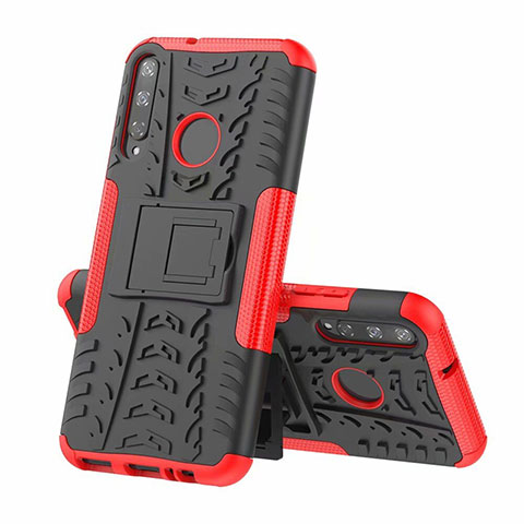 Coque Contour Silicone et Plastique Housse Etui Mat avec Support A02 pour Huawei Y7p Rouge