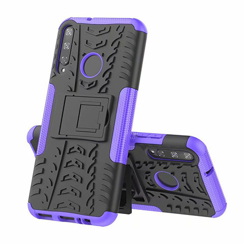 Coque Contour Silicone et Plastique Housse Etui Mat avec Support A02 pour Huawei Y7p Violet