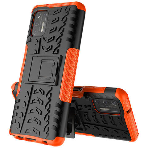 Coque Contour Silicone et Plastique Housse Etui Mat avec Support A02 pour Motorola Moto G Stylus (2021) Orange