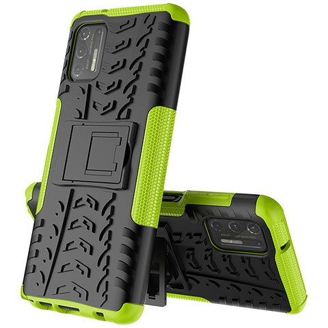 Coque Contour Silicone et Plastique Housse Etui Mat avec Support A02 pour Motorola Moto G Stylus (2021) Vert