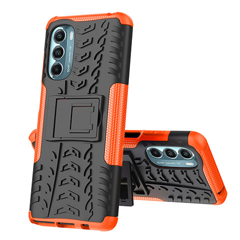 Coque Contour Silicone et Plastique Housse Etui Mat avec Support A02 pour Motorola Moto G Stylus (2022) 4G Orange