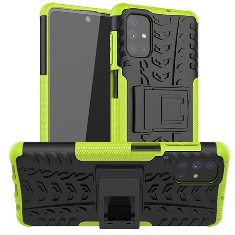 Coque Contour Silicone et Plastique Housse Etui Mat avec Support A02 pour Samsung Galaxy M51 Vert