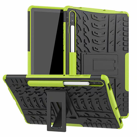 Coque Contour Silicone et Plastique Housse Etui Mat avec Support A02 pour Samsung Galaxy Tab S6 10.5 SM-T860 Vert