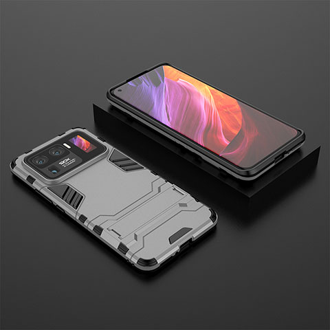 Coque Contour Silicone et Plastique Housse Etui Mat avec Support A02 pour Xiaomi Mi 11 Ultra 5G Argent