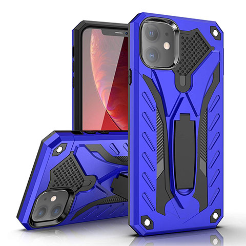 Coque Contour Silicone et Plastique Housse Etui Mat avec Support A03 pour Apple iPhone 11 Bleu