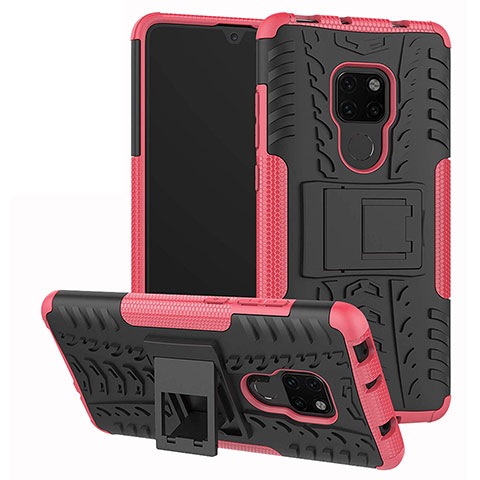 Coque Contour Silicone et Plastique Housse Etui Mat avec Support A03 pour Huawei Mate 20 Rose