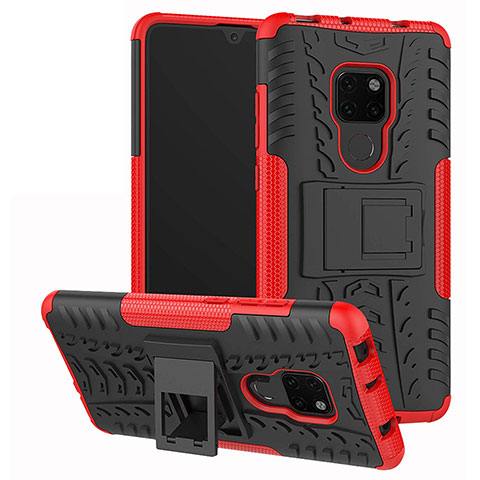 Coque Contour Silicone et Plastique Housse Etui Mat avec Support A03 pour Huawei Mate 20 Rouge