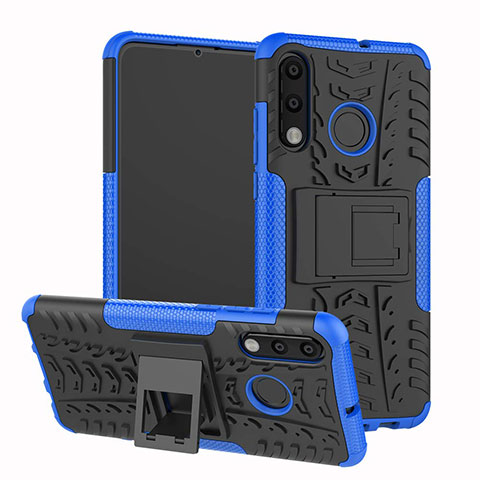 Coque Contour Silicone et Plastique Housse Etui Mat avec Support A04 pour Huawei Nova 4e Bleu