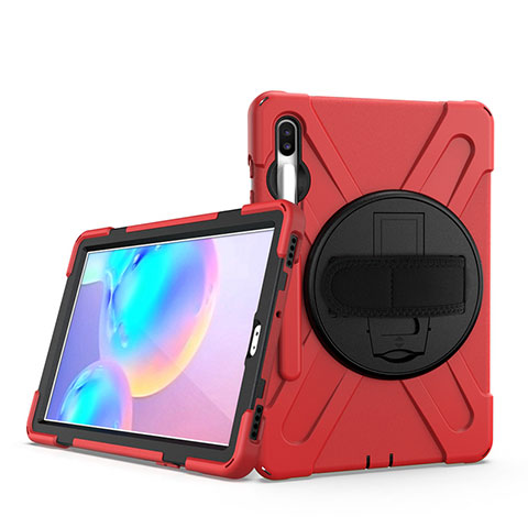 Coque Contour Silicone et Plastique Housse Etui Mat avec Support A04 pour Samsung Galaxy Tab S6 10.5 SM-T860 Rouge