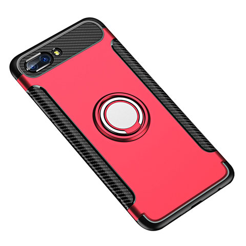 Coque Contour Silicone et Plastique Housse Etui Mat avec Support Bague Anneau pour Huawei Honor 10 Rouge