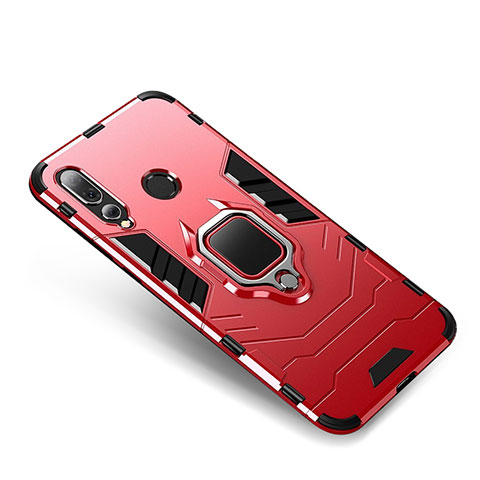 Coque Contour Silicone et Plastique Housse Etui Mat avec Support Bague Anneau pour Huawei Nova 4 Rouge