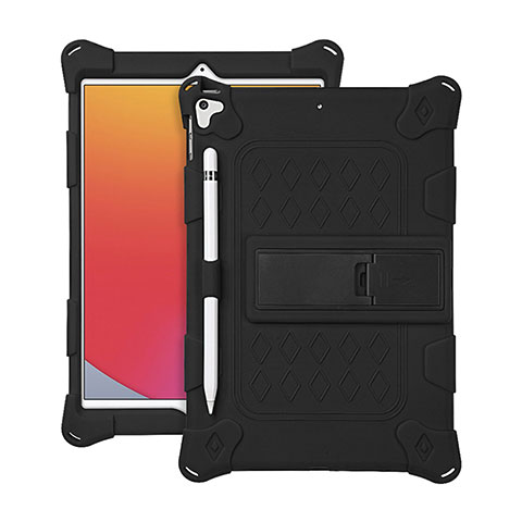 Coque Contour Silicone et Plastique Housse Etui Mat avec Support H01 pour Apple iPad 10.2 (2019) Noir