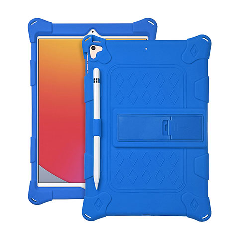 Coque Contour Silicone et Plastique Housse Etui Mat avec Support H01 pour Apple iPad 10.2 (2021) Bleu