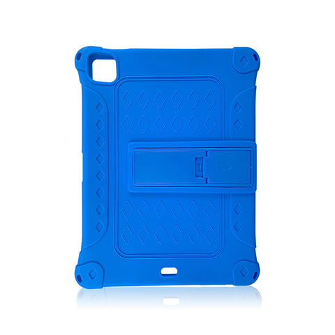 Coque Contour Silicone et Plastique Housse Etui Mat avec Support H01 pour Apple iPad Pro 11 (2021) Bleu