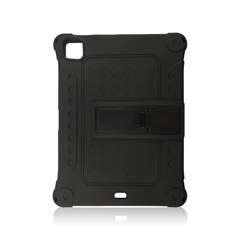 Coque Contour Silicone et Plastique Housse Etui Mat avec Support H01 pour Apple iPad Pro 11 (2021) Noir