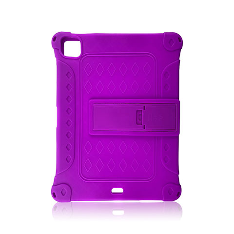 Coque Contour Silicone et Plastique Housse Etui Mat avec Support H01 pour Apple iPad Pro 11 (2021) Violet