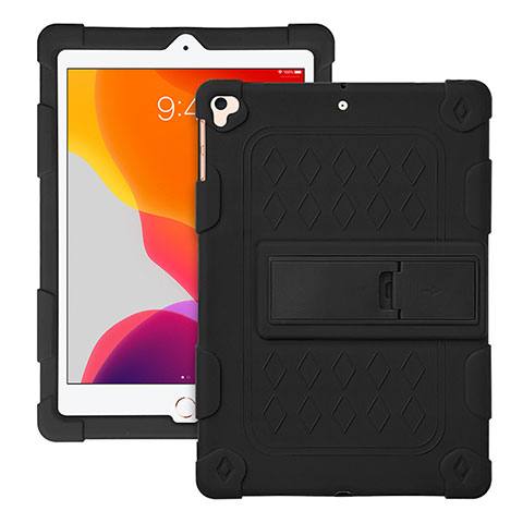 Coque Contour Silicone et Plastique Housse Etui Mat avec Support H01 pour Apple iPad Pro 9.7 Noir