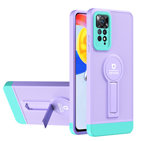 Coque Contour Silicone et Plastique Housse Etui Mat avec Support H01P pour Xiaomi Redmi Note 11 Pro 4G Violet