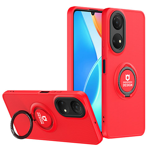 Coque Contour Silicone et Plastique Housse Etui Mat avec Support H02P pour Huawei Honor X7 Rouge