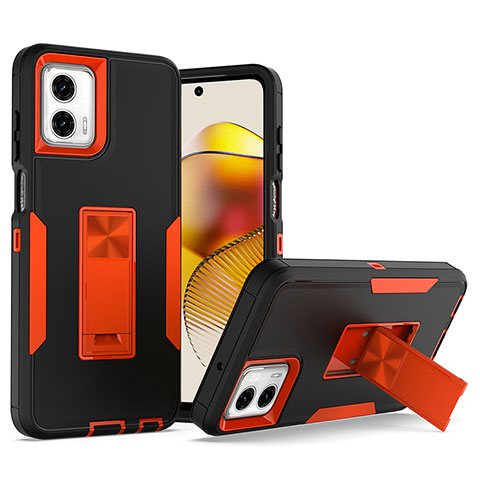 Coque Contour Silicone et Plastique Housse Etui Mat avec Support J01S pour Motorola Moto G Power 5G (2023) Orange