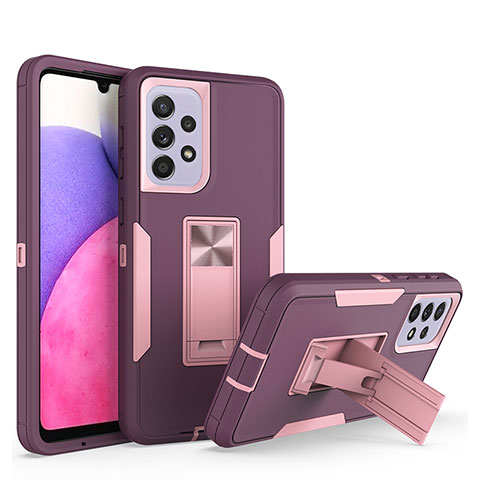 Coque Contour Silicone et Plastique Housse Etui Mat avec Support J01S pour Samsung Galaxy A33 5G Violet