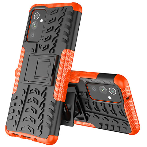 Coque Contour Silicone et Plastique Housse Etui Mat avec Support J01X pour Samsung Galaxy A05s Orange