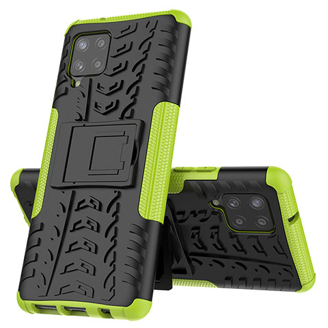 Coque Contour Silicone et Plastique Housse Etui Mat avec Support J01X pour Samsung Galaxy A42 5G Vert